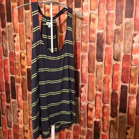 Splendid neon yellow / navy racerback tank top - Picture 5 of 5